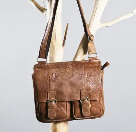 Vintage Brown Cool Leather Mens Messenger Bag Shoulder Bags for Men