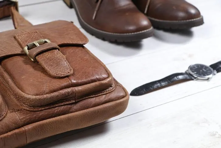 Vintage Brown Cool Leather Mens Messenger Bag Shoulder Bags for Men