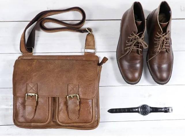 Vintage Brown Cool Leather Mens Messenger Bag Shoulder Bags for Men