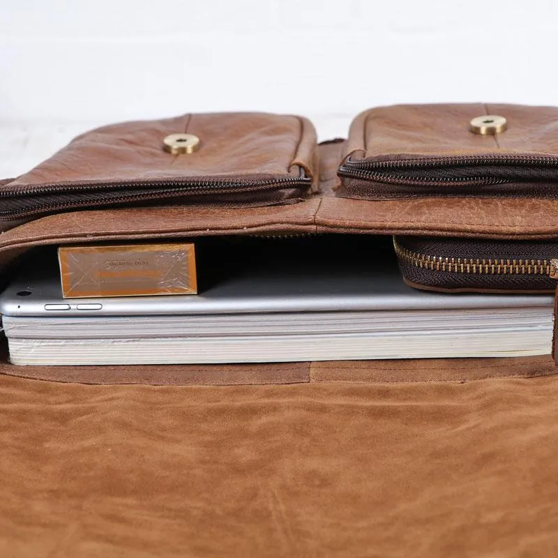 Vintage Brown Cool Leather Mens Messenger Bag Shoulder Bags for Men