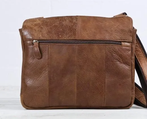 Vintage Brown Cool Leather Mens Messenger Bag Shoulder Bags for Men