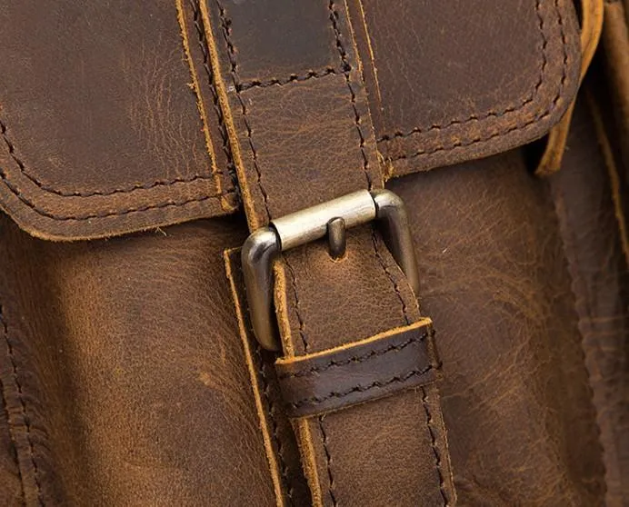 Vintage Brown Leather Small Messenger Bag Small Side Bag Shoulder Bag For Men