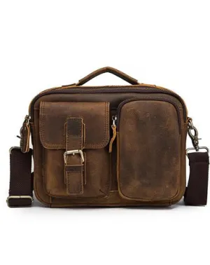 Vintage Brown Leather Small Messenger Bag Small Side Bag Shoulder Bag For Men
