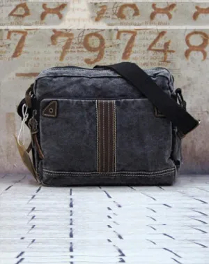Vintage Canvas Black Mens Small Postman Bag Green Canvas Messenger Bags Small Courier Bag For Men