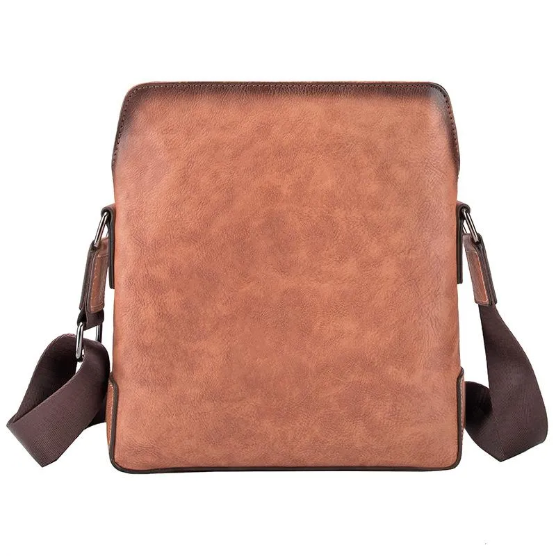 Vintage Coffee LEATHER MEN'S Small Side bag Brown Vertical Phone Bag MESSENGER BAG Courier Bag FOR MEN