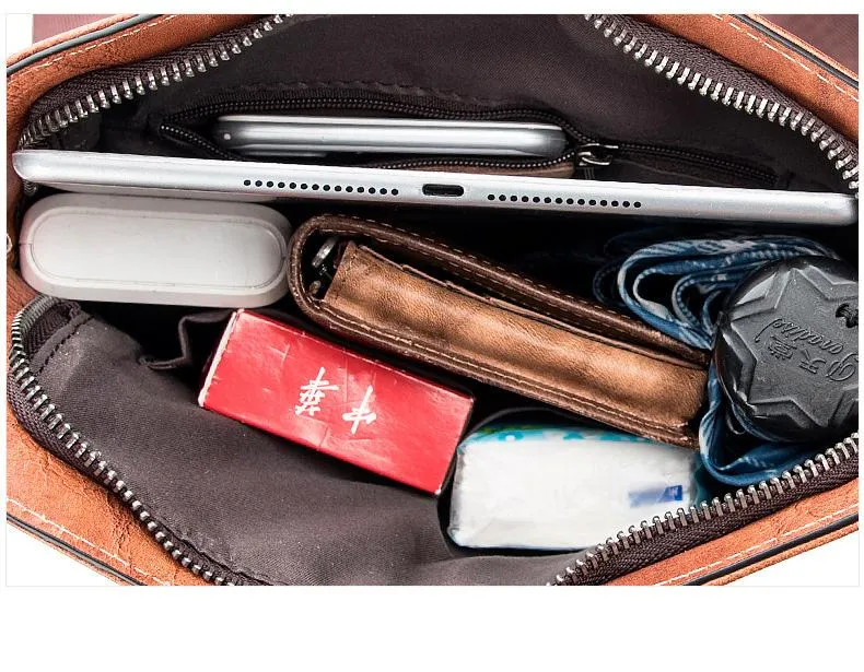 Vintage Coffee LEATHER MEN'S Small Side bag Brown Vertical Phone Bag MESSENGER BAG Courier Bag FOR MEN