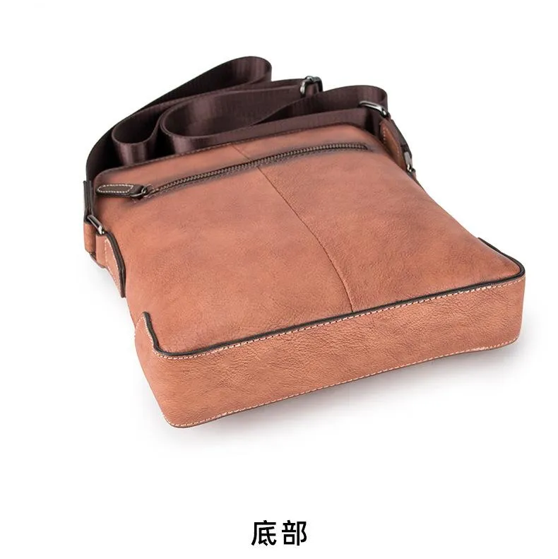 Vintage Coffee LEATHER MEN'S Small Side bag Brown Vertical Phone Bag MESSENGER BAG Courier Bag FOR MEN