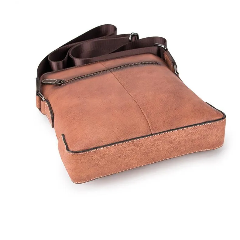 Vintage Coffee LEATHER MEN'S Small Side bag Brown Vertical Phone Bag MESSENGER BAG Courier Bag FOR MEN