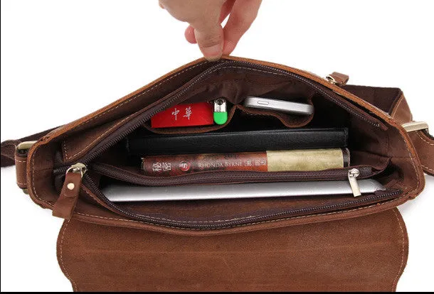 Vintage Cool leather men messenger large vintage shoulder bag for men