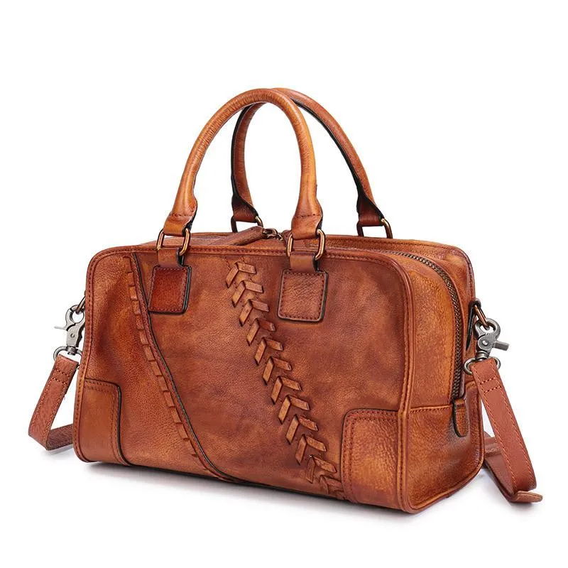 Vintage Ladies Black Leather Handbags Shoulder Purse Brown Work Handbag Purse for Women