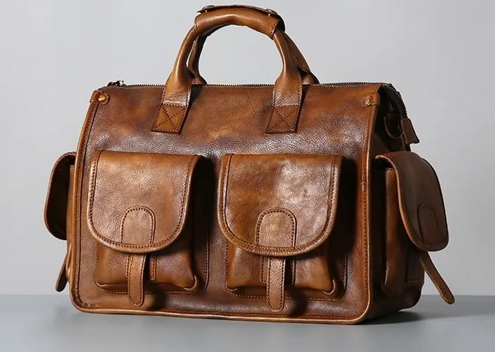 Vintage Leather Brown Mens Travel Bags Messenger Bag Shoulder Bag for Men
