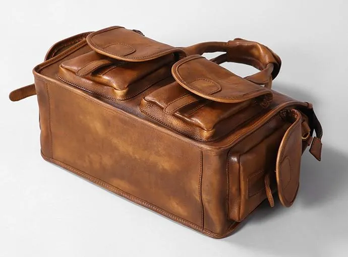 Vintage Leather Brown Mens Travel Bags Messenger Bag Shoulder Bag for Men