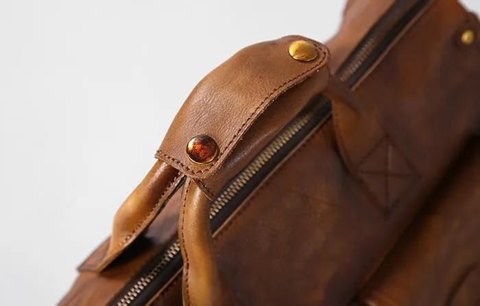 Vintage Leather Brown Mens Travel Bags Messenger Bag Shoulder Bag for Men