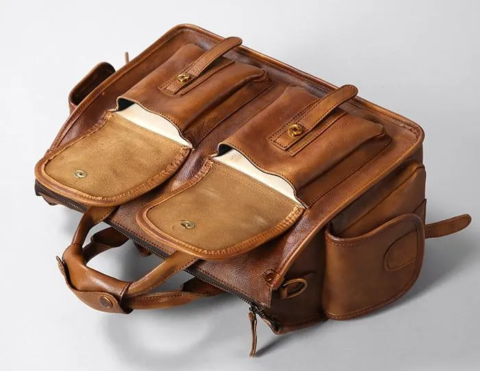 Vintage Leather Brown Mens Travel Bags Messenger Bag Shoulder Bag for Men