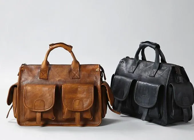 Vintage Leather Brown Mens Travel Bags Messenger Bag Shoulder Bag for Men