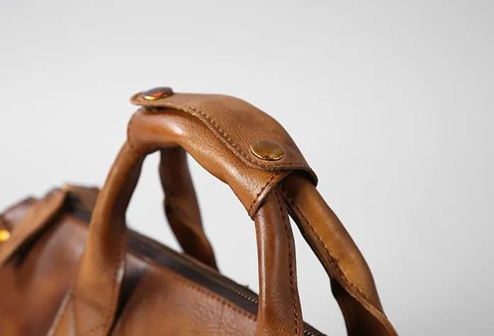 Vintage Leather Brown Mens Travel Bags Messenger Bag Shoulder Bag for Men