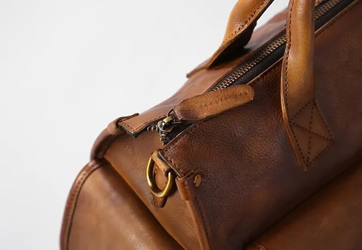 Vintage Leather Brown Mens Travel Bags Messenger Bag Shoulder Bag for Men