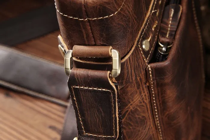 Vintage Leather Cool Small Messenger Bag Shoulder Bag For Men