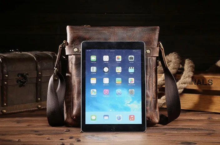 Vintage Leather Cool Small Messenger Bag Shoulder Bag For Men