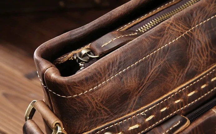 Vintage Leather Cool Small Messenger Bag Shoulder Bag For Men