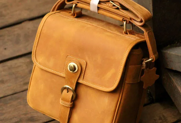 Vintage Leather Mens Camera Bag Shoulder Bag Messenger for men