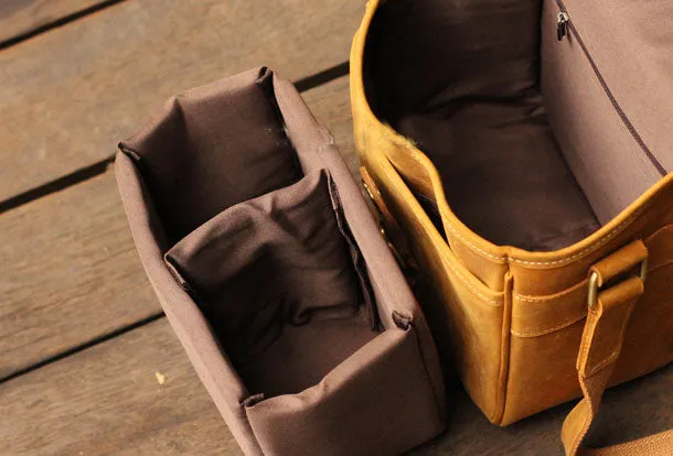 Vintage Leather Mens Camera Bag Shoulder Bag Messenger for men