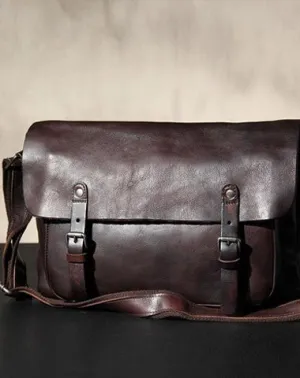 Vintage Leather Mens Cool Messenger Bag Shoulder Bag Crossbody Bag for Men