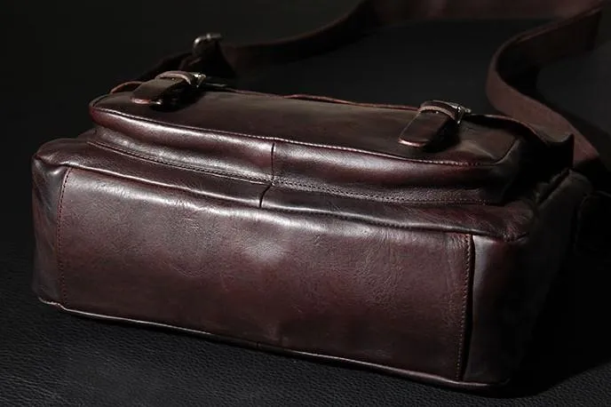 Vintage Leather Mens Cool Messenger Bag Shoulder Bag Crossbody Bag for Men