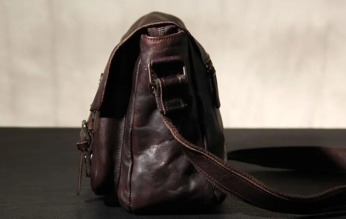 Vintage Leather Mens Cool Messenger Bag Shoulder Bag Crossbody Bag for Men