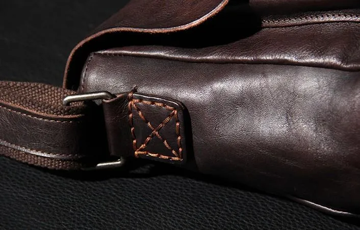 Vintage Leather Mens Cool Messenger Bag Shoulder Bag Crossbody Bag for Men