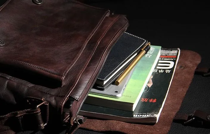 Vintage Leather Mens Cool Messenger Bag Shoulder Bag Crossbody Bag for Men