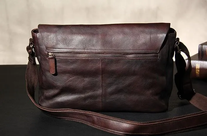 Vintage Leather Mens Cool Messenger Bag Shoulder Bag Crossbody Bag for Men