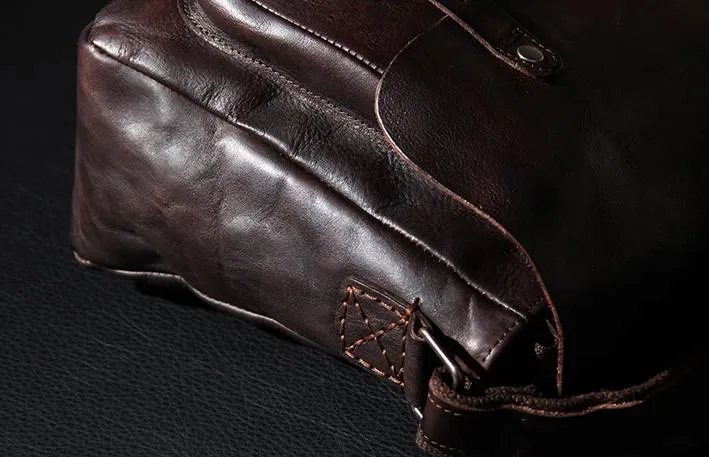 Vintage Leather Mens Cool Messenger Bag Shoulder Bag Crossbody Bag for Men