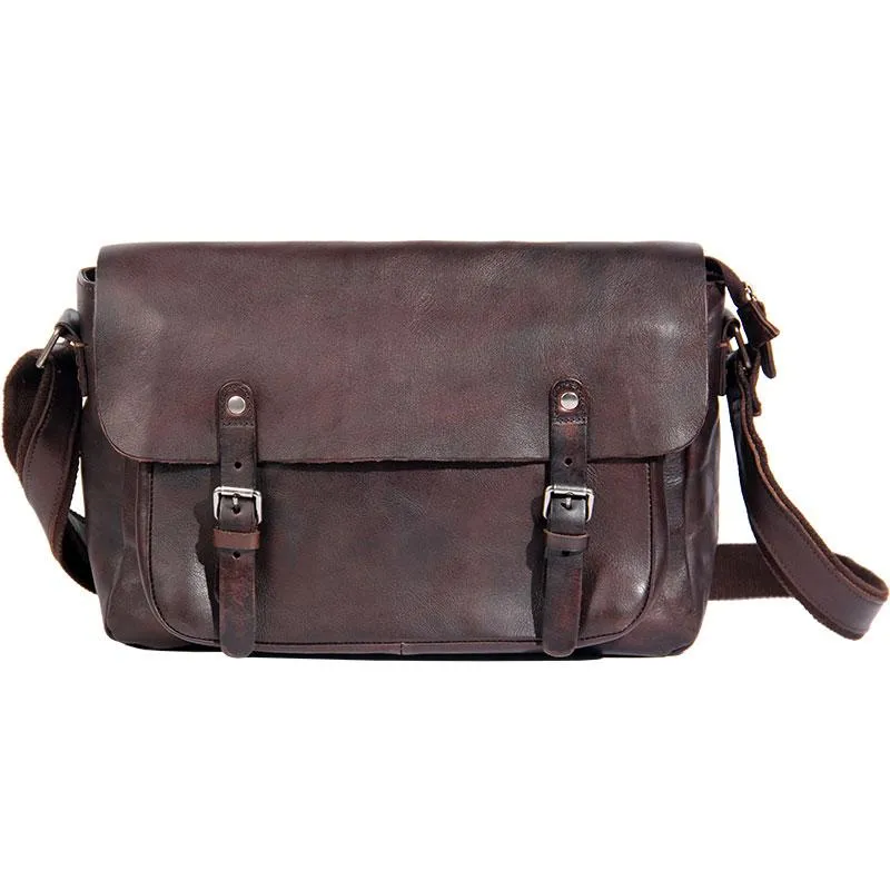 Vintage Leather Mens Cool Messenger Bag Shoulder Bag Crossbody Bag for Men