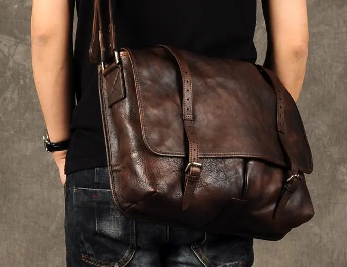 Vintage Leather Mens Cool Messenger Bag Shoulder Bags for men