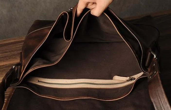 Vintage Leather Mens Cool Messenger Bag Shoulder Bags for men