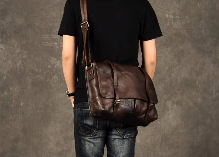 Vintage Leather Mens Cool Messenger Bag Shoulder Bags for men