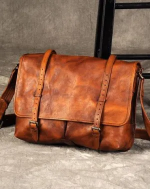 Vintage Leather Mens Cool Messenger Bag Shoulder Bags for men