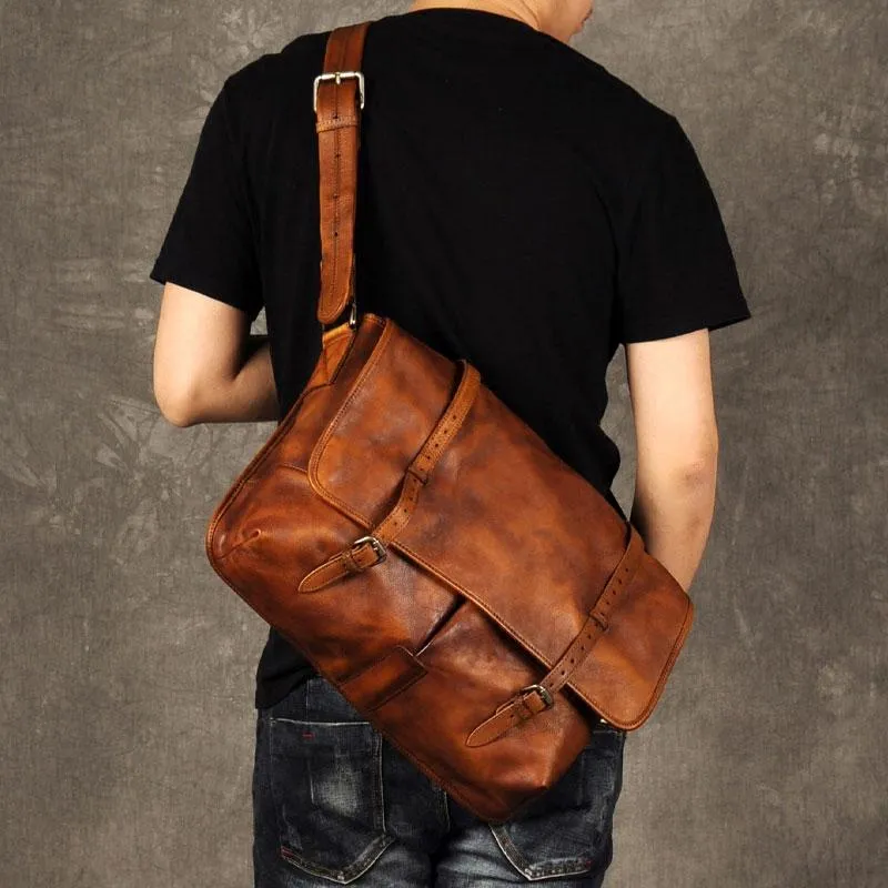 Vintage Leather Mens Cool Messenger Bag Shoulder Bags for men