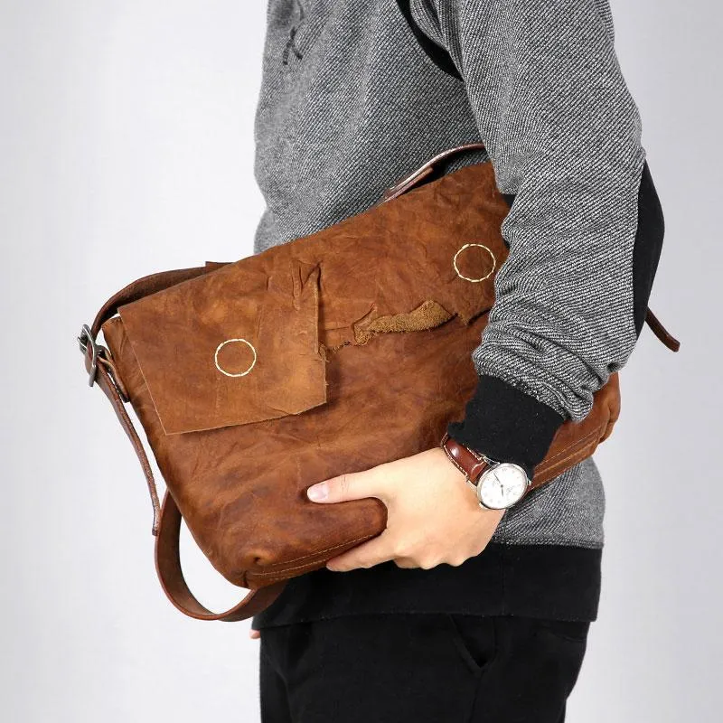 Vintage Leather Mens Cool Shoulder Bag Messenger Bag Bike Bag Cycling Bag for men