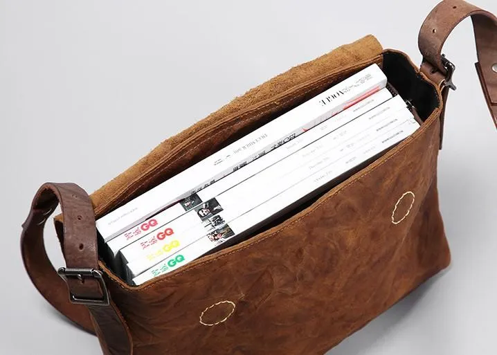 Vintage Leather Mens Cool Shoulder Bag Messenger Bag Bike Bag Cycling Bag for men