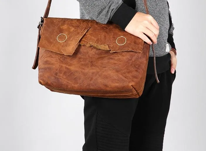 Vintage Leather Mens Cool Shoulder Bag Messenger Bag Bike Bag Cycling Bag for men