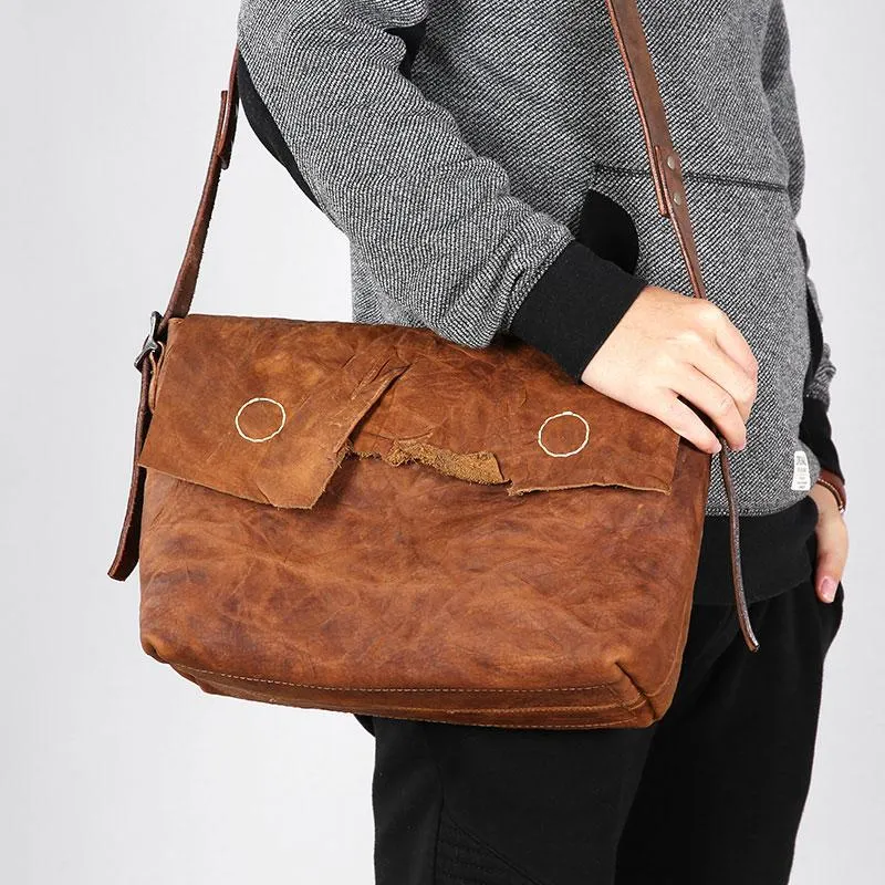 Vintage Leather Mens Cool Shoulder Bag Messenger Bag Bike Bag Cycling Bag for men