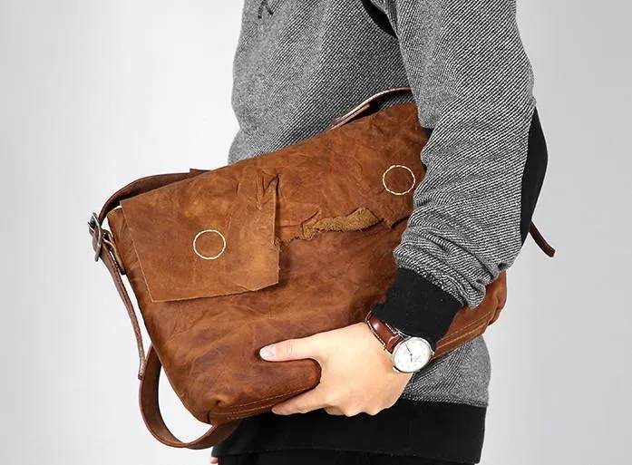 Vintage Leather Mens Cool Shoulder Bag Messenger Bag Bike Bag Cycling Bag for men