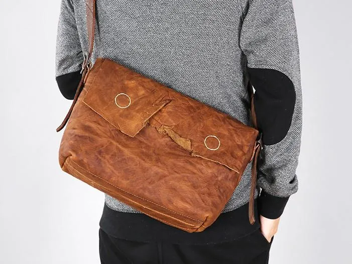 Vintage Leather Mens Cool Shoulder Bag Messenger Bag Bike Bag Cycling Bag for men