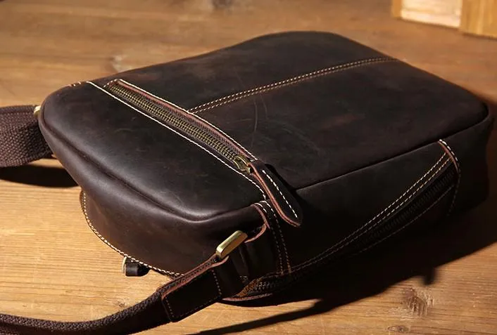 Vintage Leather Mens Cool Small Messenger Bag Shoulder Bag for Men