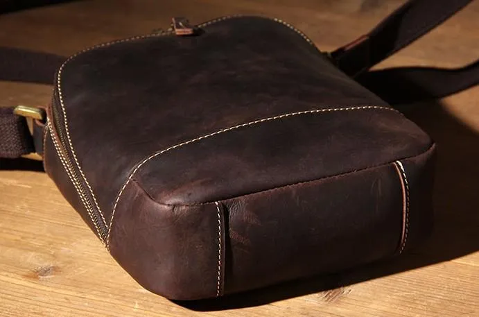 Vintage Leather Mens Cool Small Messenger Bag Shoulder Bag for Men
