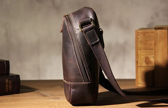 Vintage Leather Mens Cool Small Messenger Bag Shoulder Bag for Men