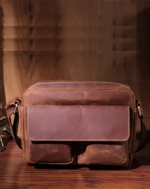 Vintage LEATHER MENS COURIER BAG Postman BAG SIDE BAG 10 inches MESSENGER BAG FOR MEN