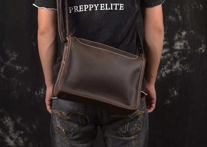 Vintage Leather Mens Messenger Bag Shoulder Bag For Men
